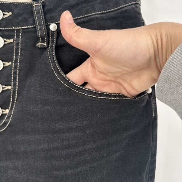 Please Button Fly Black Boyfriend Jeans Made in Italy Size XS X Small Stretch - Picture 8 of 14
